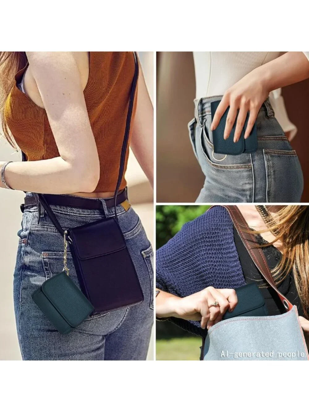 Slim RFID Blocking Women's Wallet with Coin Pocket, ID Window & Keychain - Lake